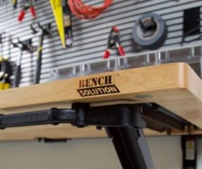 Bench Solution Garage Workbench close up bench tools home header left
