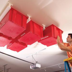 Sliding storage for a garage ceiling