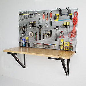 Folding workbench and slatwall