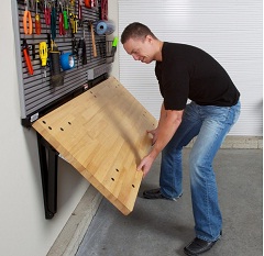 Wall-mounted garage workbench